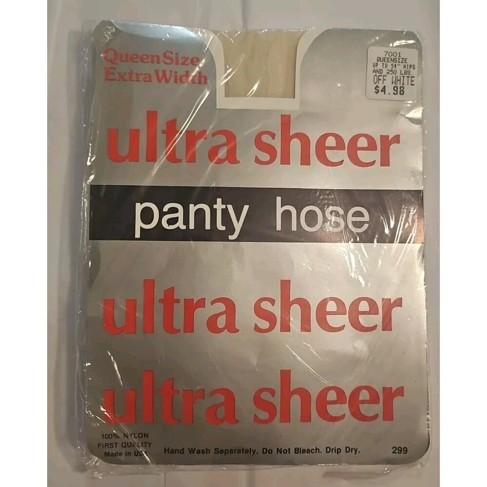 Ultra Sheer Panty Hose Queen Size Off‎ White New in Package Up To 250 Pounds